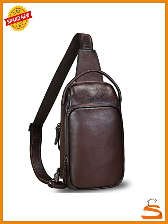 Genuine Leather Sling Bag Hiking Backpack Crossbody Daypack Anti-theft Shoulder main image 6